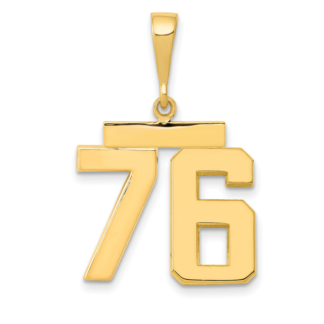 14k Yellow Gold Medium Polished Number 76 Charm