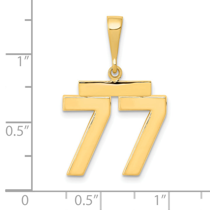 14k Yellow Gold Medium Polished Number 77 Charm