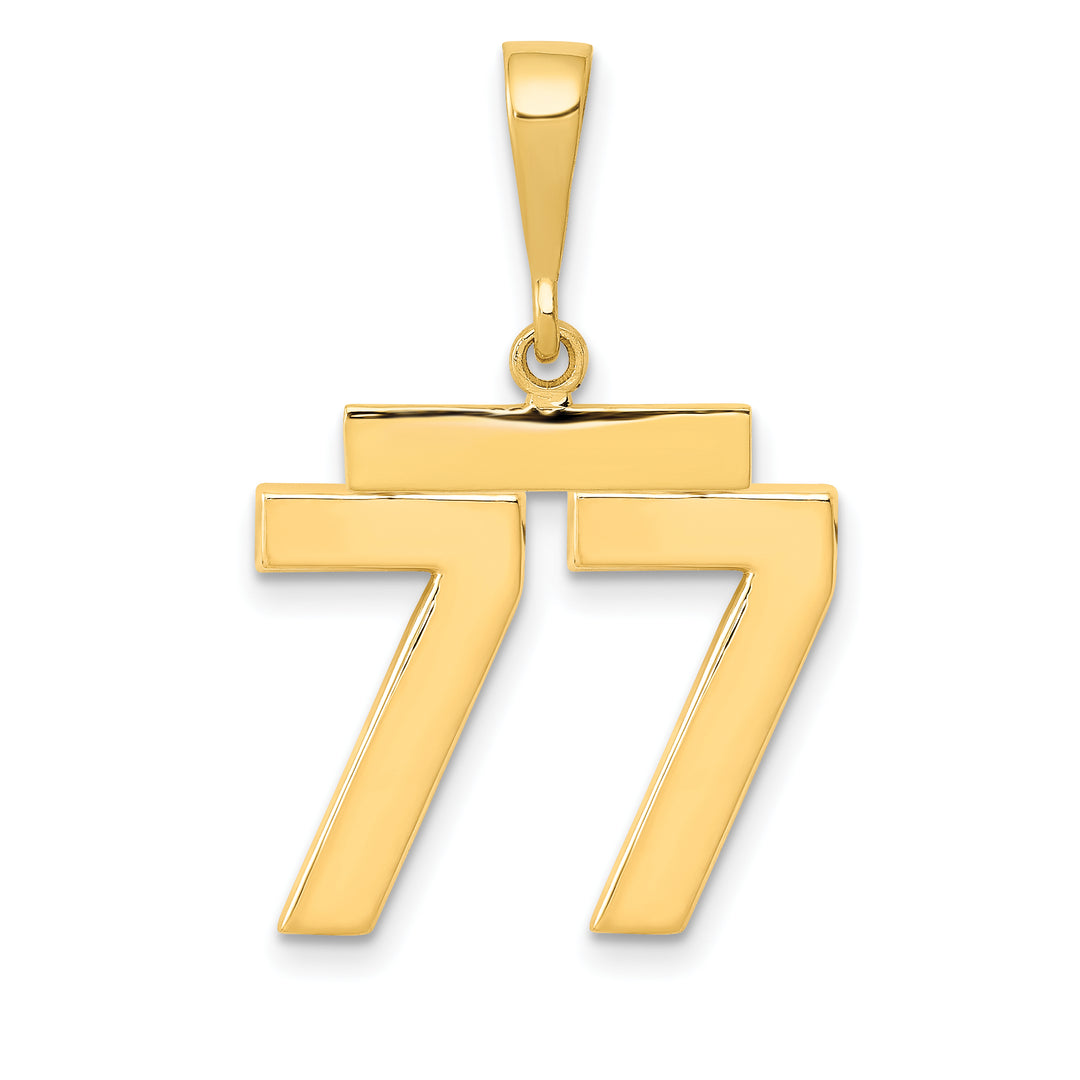14k Yellow Gold Medium Polished Number 77 Charm