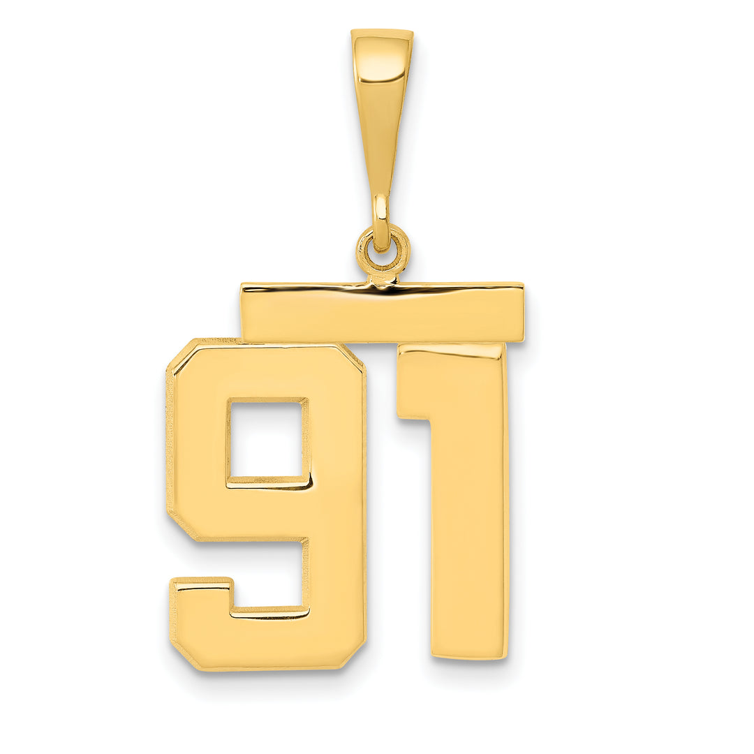 14k Yellow Gold Medium Polished Number 91 Charm