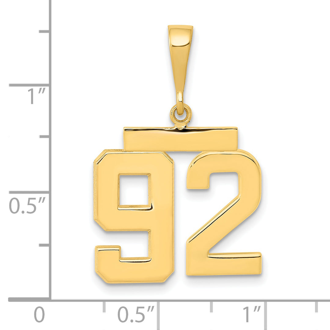 14k Yellow Gold Medium Polished Number 92 Charm