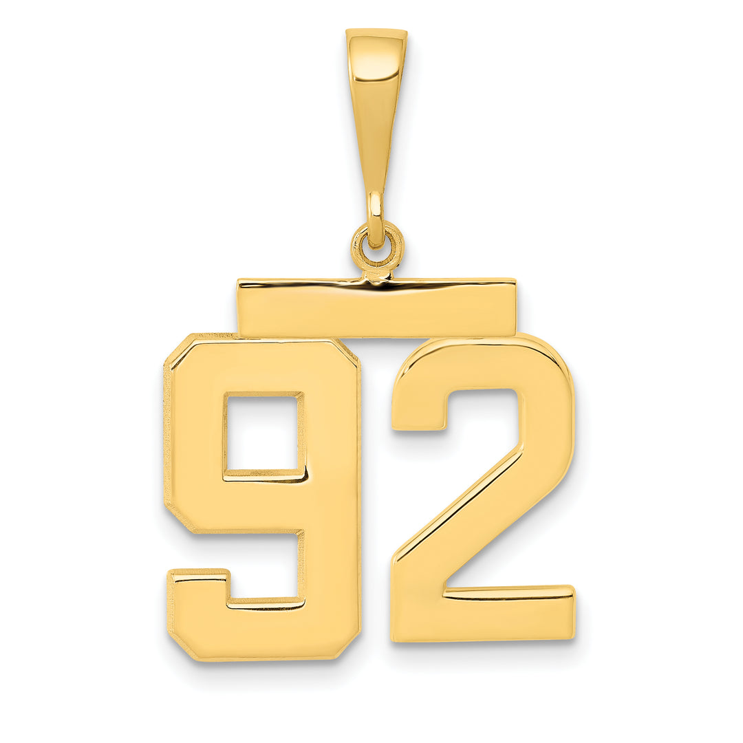 14k Yellow Gold Medium Polished Number 92 Charm