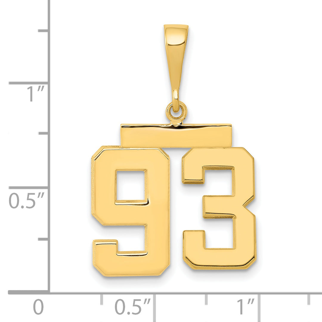 14k Yellow Gold Medium Polished Number 93 Charm