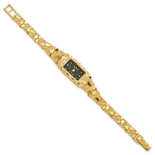 14k Yellow Gold Ladies Rectangular Nugget Watch