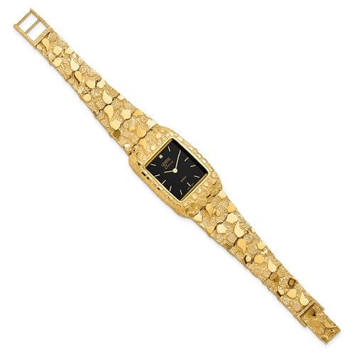 14k Yellow Gold Mens Squared Nugget Watch