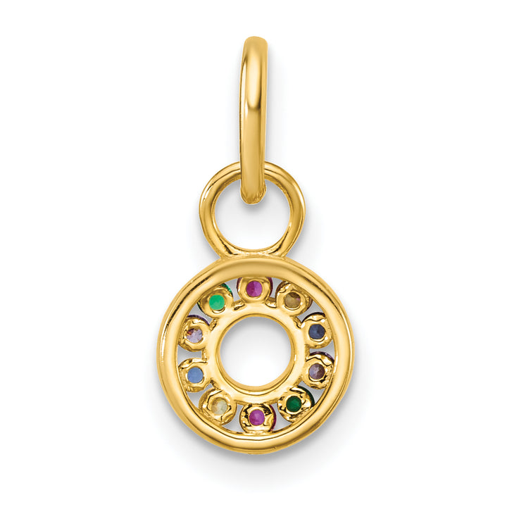 14K Yellow Gold Diamond Multi-color CZ Circle Pendant