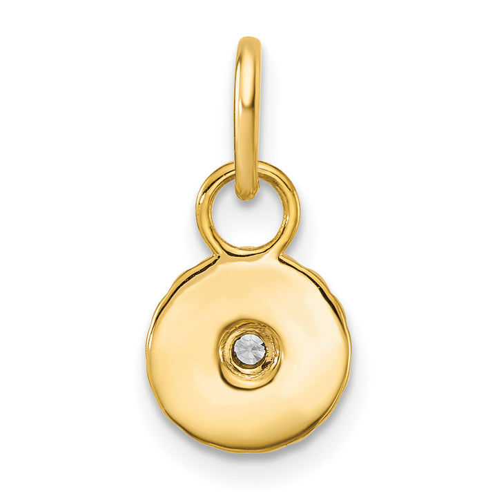 14K Yellow Gold Grooved Diamond Circle Pendant