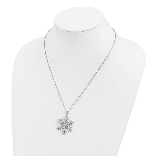 Sterling Silver Cubic Zirconia Snow Flake Design Necklace