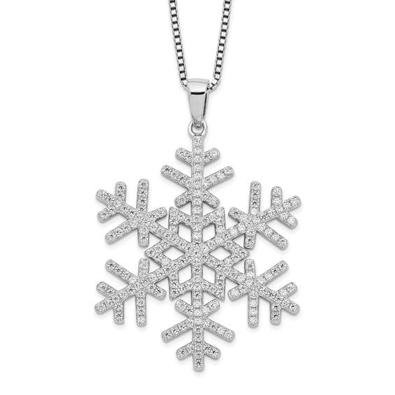 Sterling Silver Cubic Zirconia Snow Flake Design Necklace