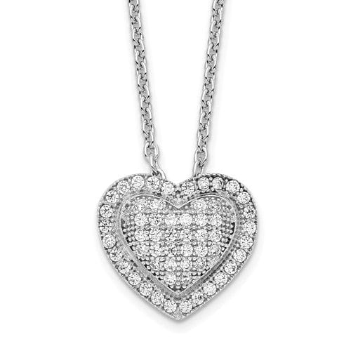 Sterling Silver Cubic Zirconia Heart Necklace