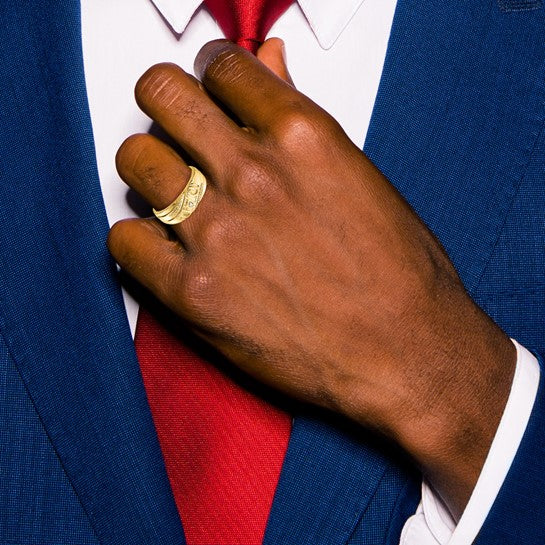 14k Yellow Gold Men's .01ct. Diamond Dad Ring