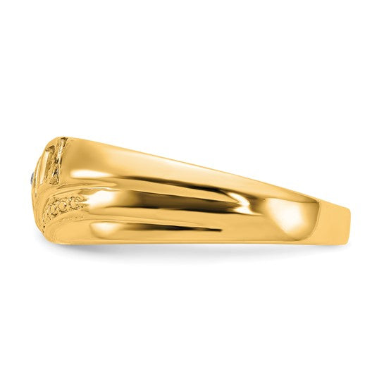 14k Yellow Gold Men's .01ct. Diamond Dad Ring