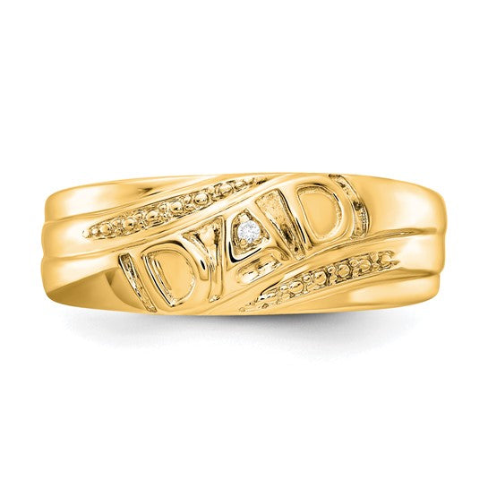 14k Yellow Gold Men's .01ct. Diamond Dad Ring