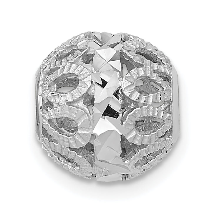 14k White Gold D.C Filigree Ball Chain Slide Pendant