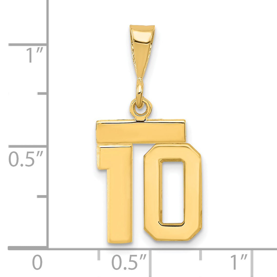 14k yellow gold small polished number 10 charm