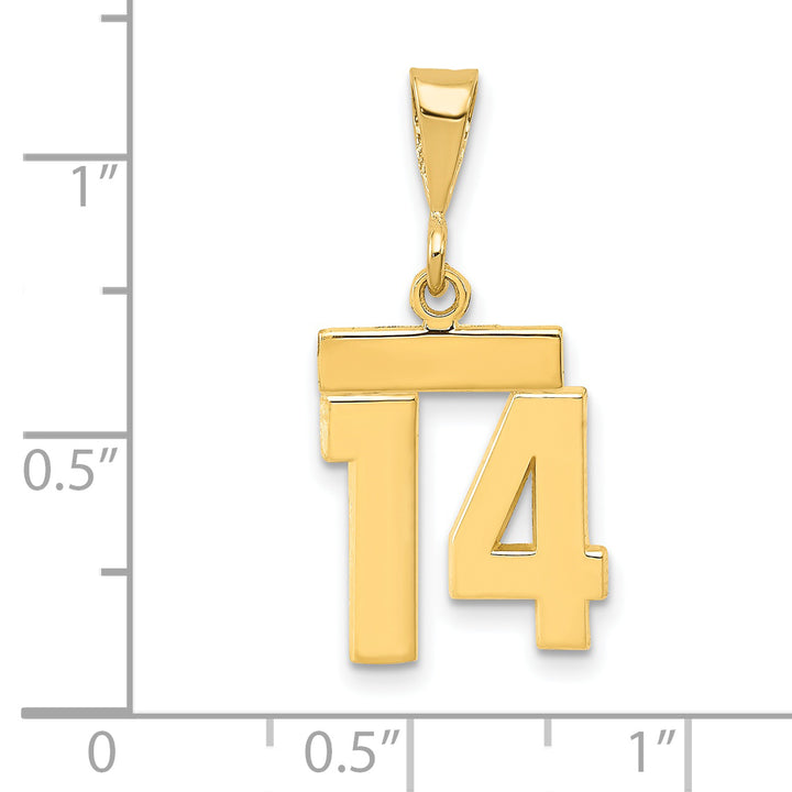 14k yellow gold small polished number 14 charm