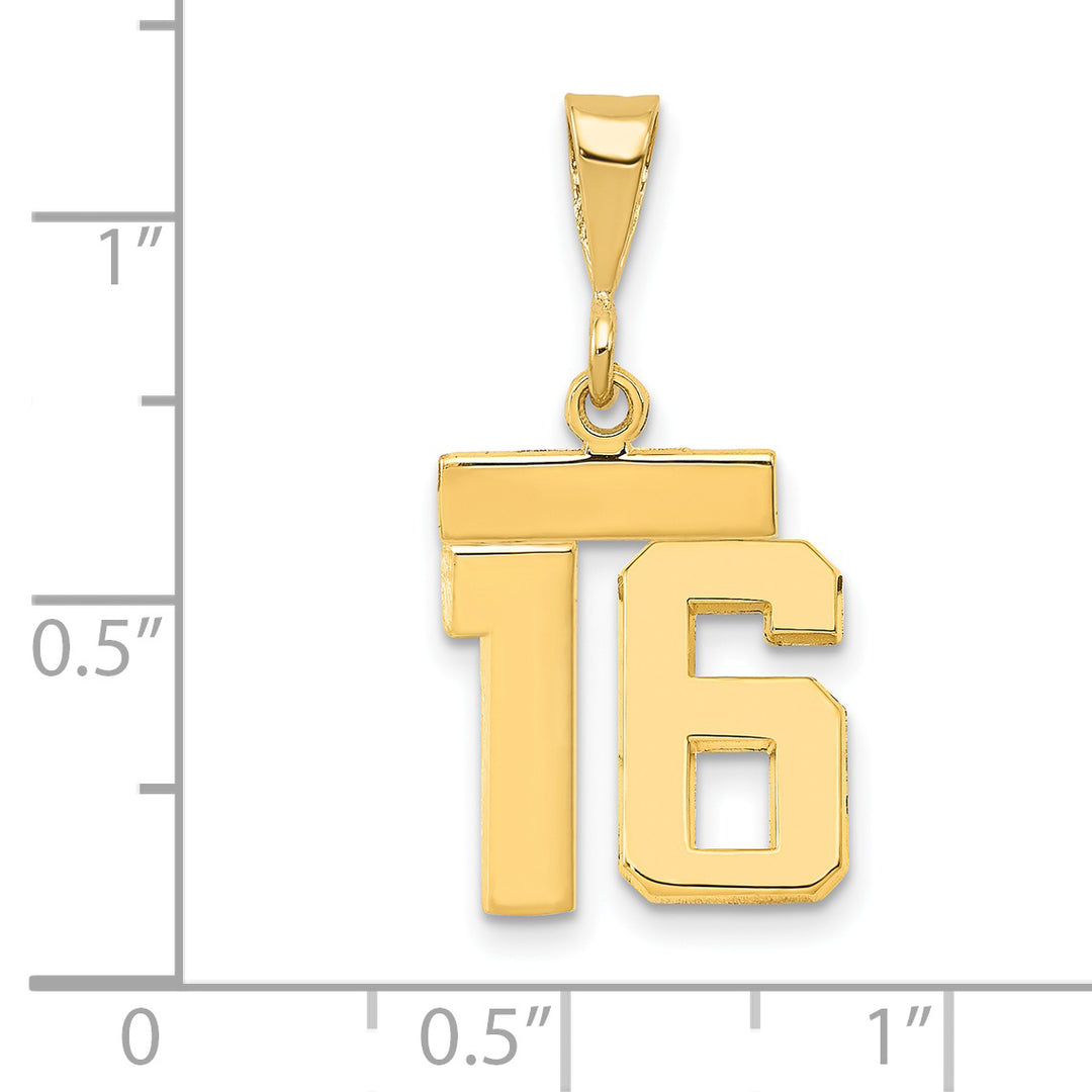 14k yellow gold small polished number 16 charm