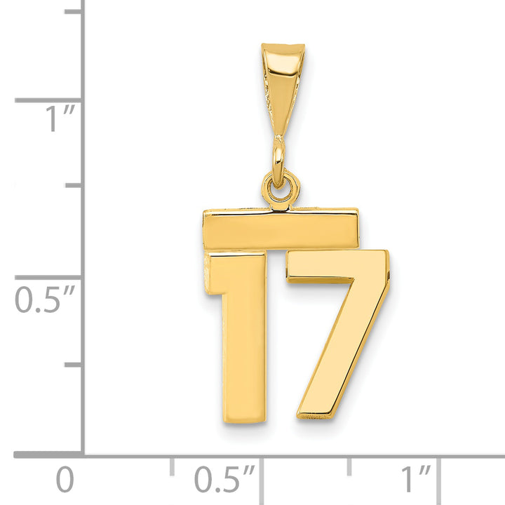 14k yellow gold small polished number 17 charm