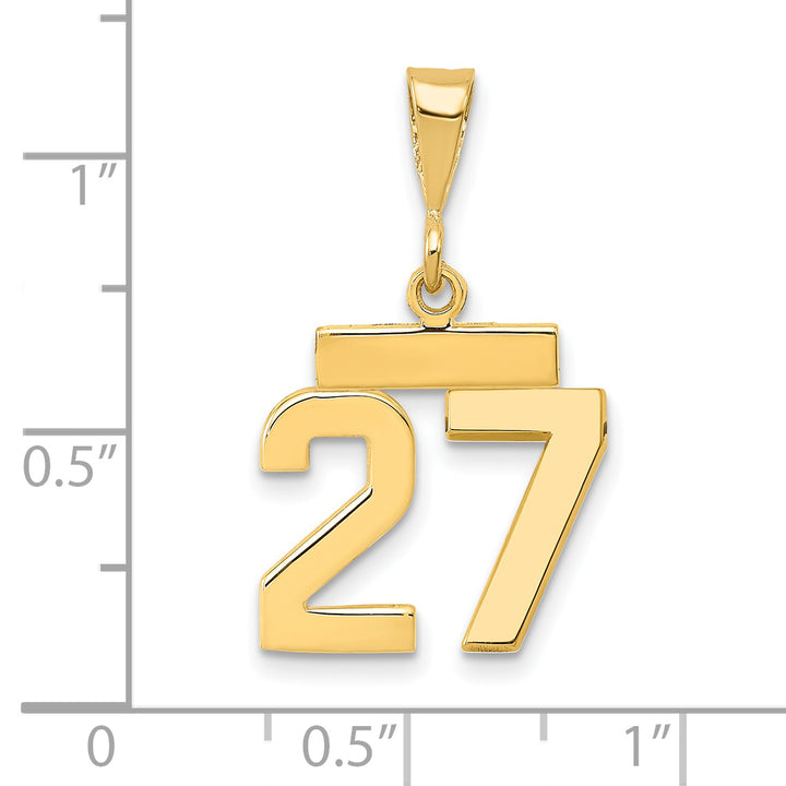 14k yellow gold small polished number 27 charm