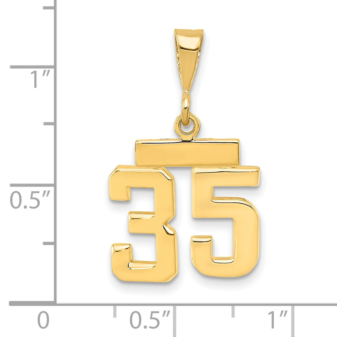14k yellow gold small polished number 35 charm