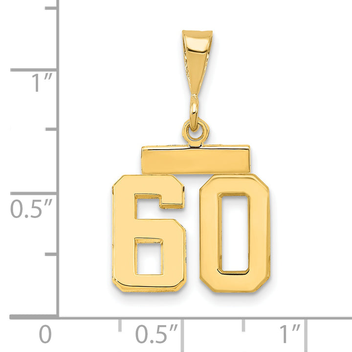 14k yellow gold small polished number 60 charm