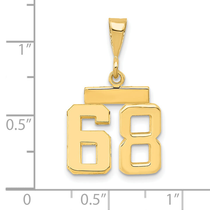 14k yellow gold small polished number 68 charm