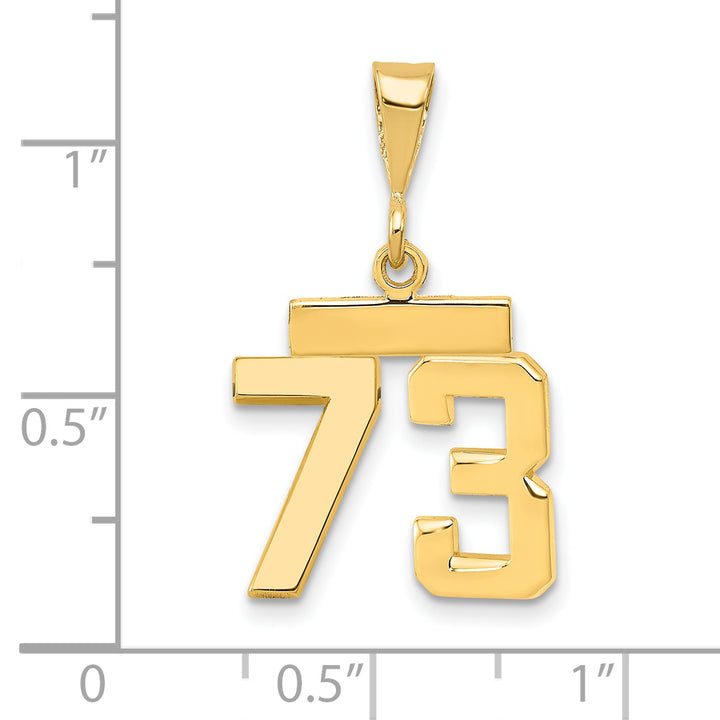 14k yellow gold small polished number 73 charm