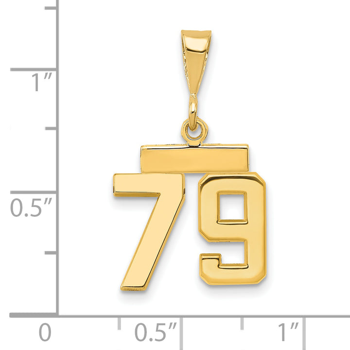 14k yellow gold small polished number 79 charm
