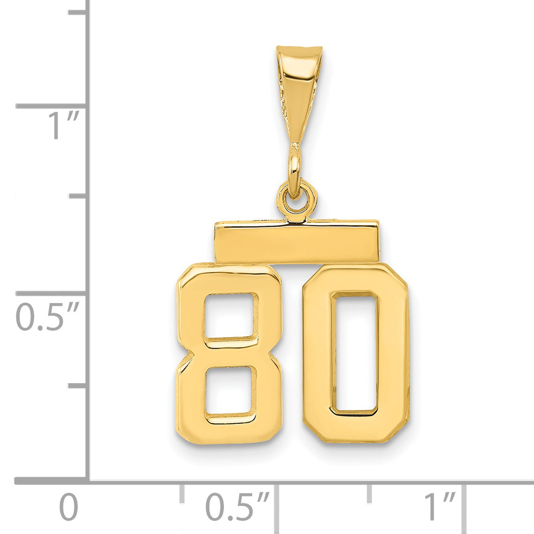 14k yellow gold small polished number 80 charm