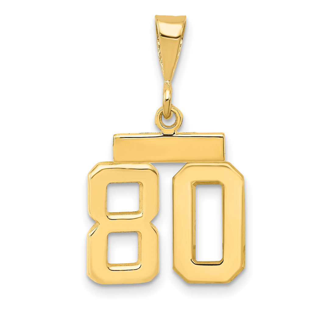 14k yellow gold small polished number 80 charm