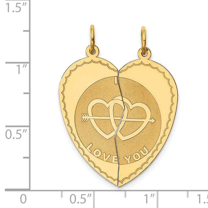 14k Yellow Gold Break-apart I LOVE YOU Charm Pendant