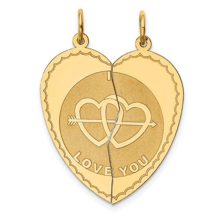 14k Yellow Gold Break-apart I LOVE YOU Charm Pendant