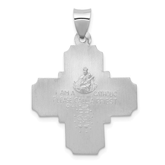 14k White Gold Four Way Medal Pendant