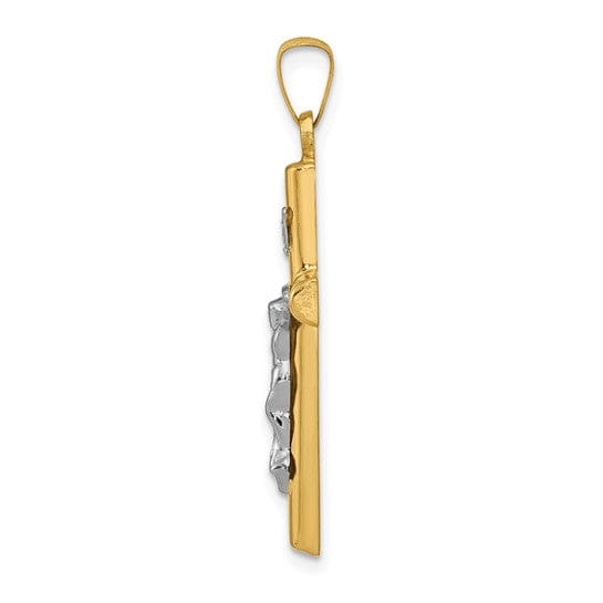 14k Two-tone Gold INRI Hollow Crucifix Pendant