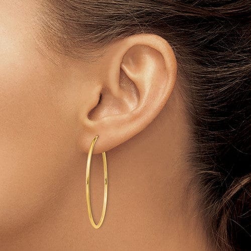 14k Yellow Gold Polished Endless Hoops 1.5mm x 40.5mm