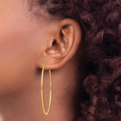 14k Yellow Gold Polished Endless Hoops 1.5mm x 51mm