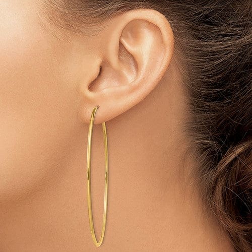 14k Yellow Gold Polished Endless Hoops 1.5mm x 64mm