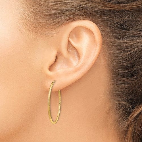 14k Yellow Gold Satin D.C Endless Hoops 1.5mm x 30mm