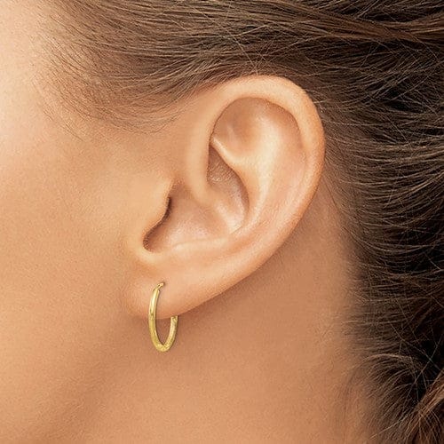 14k Yellow Gold Satin D.C Endless Hoops 1.5mm x 14mm