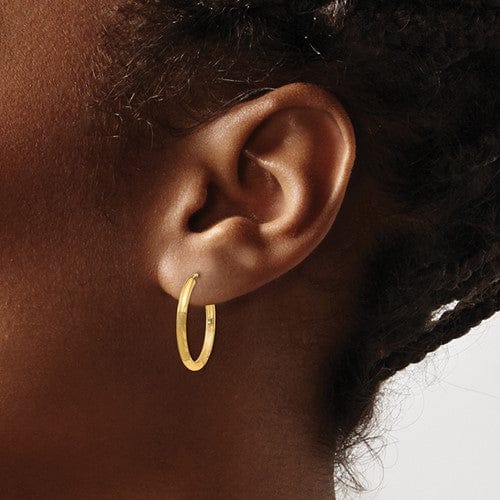 14k Yellow Gold Satin D.C Endless Hoops 2mm x 20mm