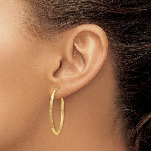 14k Yellow Gold Satin D.C Endless Hoops 2mm x 30mm