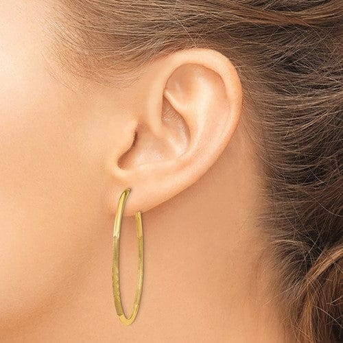 14k Yellow Gold Satin D.C Endless Hoops 2mm x 40mm