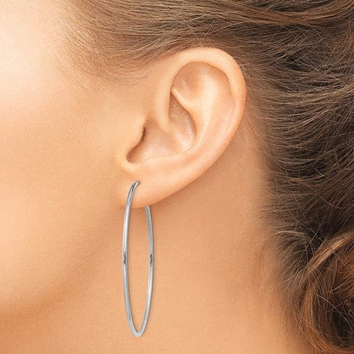 14k White Gold Polished Endless Hoop Earrings 1.5mm x 51mm