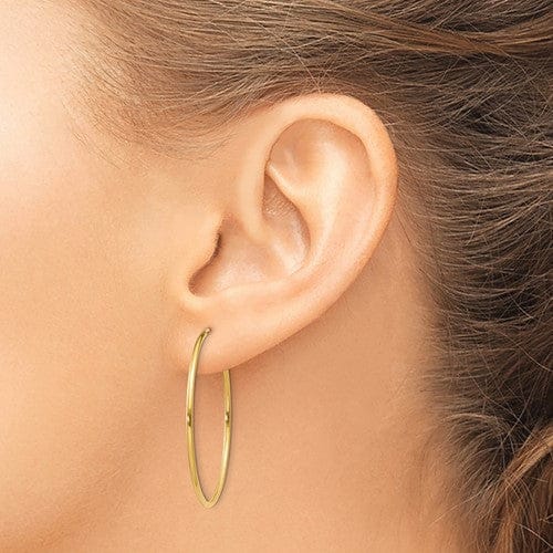 14k Yellow Gold Polished Endless Hoops 1.25mm x 34.5mm