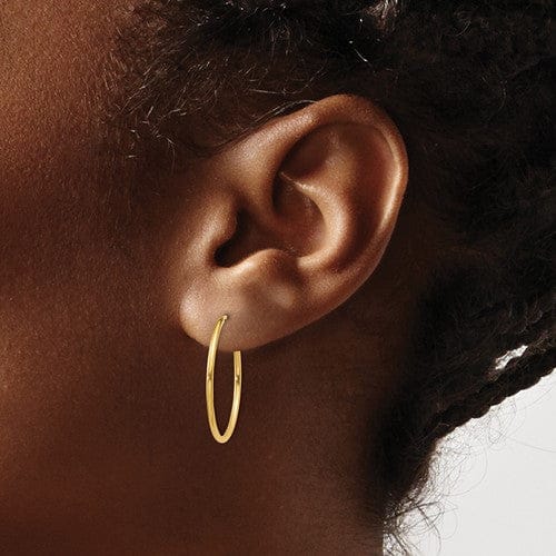 14k Yellow Gold Polished Endless Hoops 1.25mm x 25mm