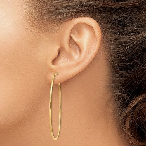 14k Yellow Gold Polished Endless Hoops 1.25mm x 54mm