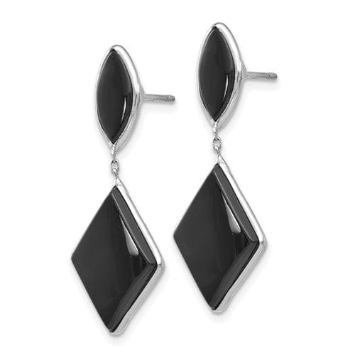 14k White Gold Polished Onyx Post Earrings