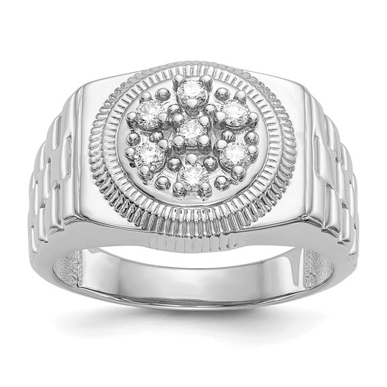 14k White Gold Polished Men's Diamond Ring