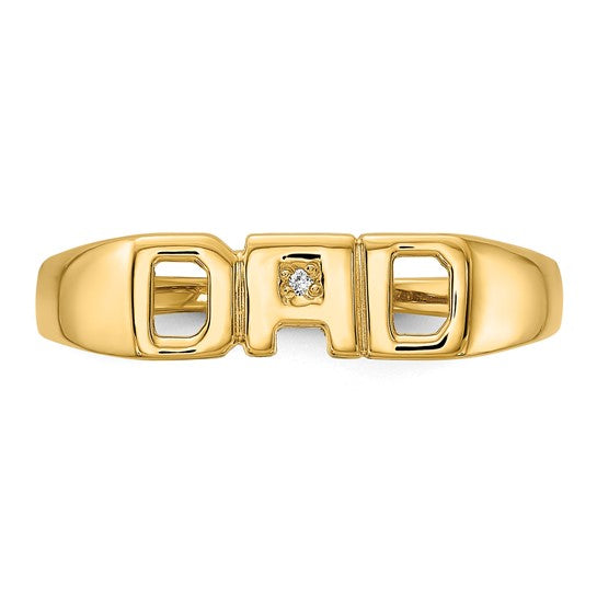 14k Yellow Gold Polished Men's Diamond Dad Ring