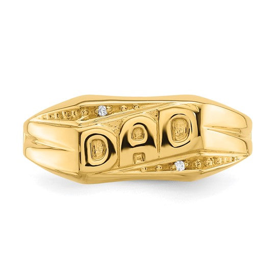 14k Yellow Gold Men's .01ct. Diamond Dad Ring